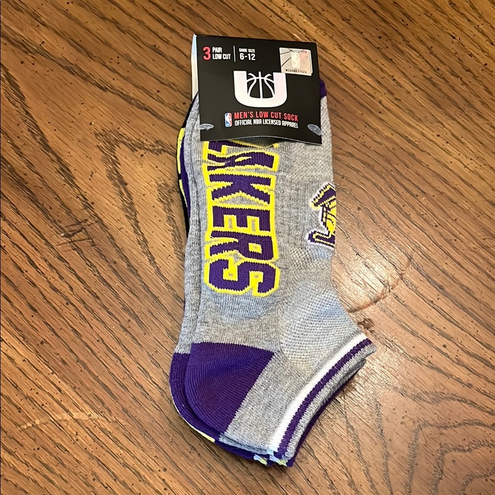 NBA men’s low cut Laker socks, 3 pair, NWT